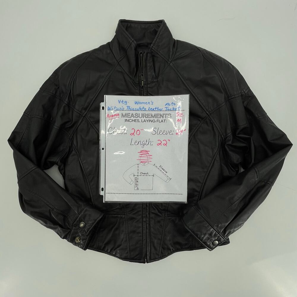 Wilson Thinsulate Women's Vtg. Leather Moto Jacket, Black, Sz. M  80s 90s *FLAW* - Picture 13 of 14